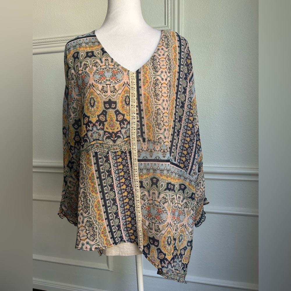 Democracy Asymmetrical Colorful Patterned Blouse,… - image 1